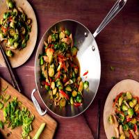 Stir-Fried Turkey and Brussels Sprouts image