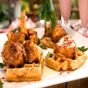 Fried Chicken and Wild Rice Waffles with Pink Peppercorn Sauce_image