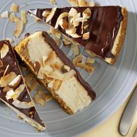 Chocolate-Glazed Coconut Almond Cheesecake image