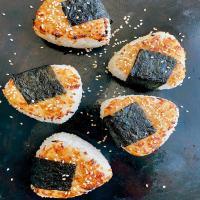 Yaki Onigiri (Grilled Japanese Rice Balls) With Pickled Shiitakes image