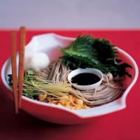 Japanese Salad with Shiso Leaves, Sake, and Soba Noodles image