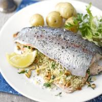 Stuffed baked trout image