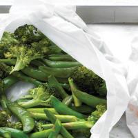 Broccoli, Asparagus, and Snap Peas in Parchment image