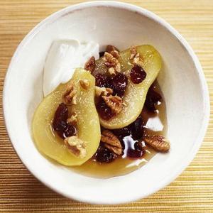 Maple pears with pecans & cranberries_image