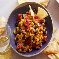 Grilled Corn and Bean Salsa with Baked Corn Chips_image