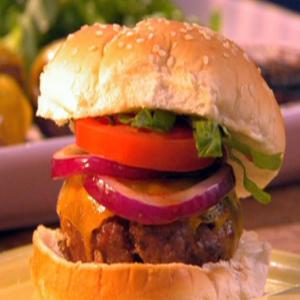 5 Ingredient Bacon Burgers with Cheddar and Red Onion with Parmesan Popcorn Black-Eyed Peas_image