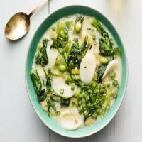 Rice Cake Soup With Bok Choy and Edamame_image