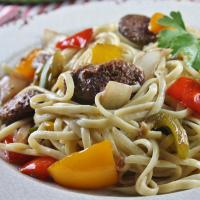 Linguine with Peppers and Sausage image