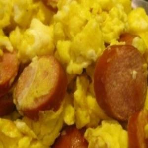 scrambled eggd and hotdogs image