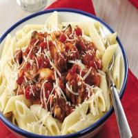 Penne with Cheesy Tomato-Sausage Sauce image