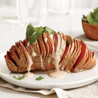 Hasselback Sweet Potatoes with Chipotle Cream_image