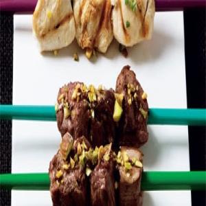 Lamb Skewers with Hot Mint and Pistachio Sauce image