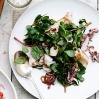 Pan-Seared Squid with Lemony Aioli and Greens image