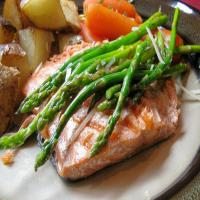 Grilled Garlic Asparagus and Salmon image