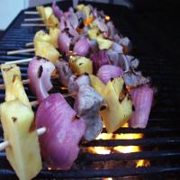Grilled Pork Skewers With Smoked Red Curry BBQ Sauce image