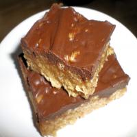 Chocolate Frosted Peanut Butter Crispy Rice Cereal Bars image