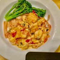 Quick Pasta with Salmon and Tomatoes in Cream Sauce image