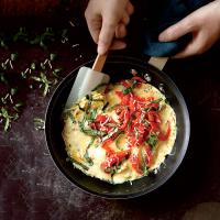 Mozzarella, Roasted Pepper, and Basil Omelette_image