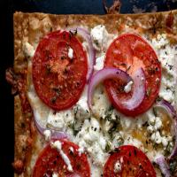 Lavash Pizza With Tomatoes, Mozzarella and Goat Cheese_image