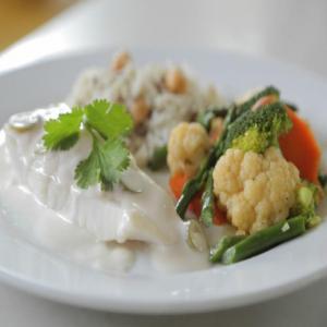 Steamed Halibut with Coconut Sauce image