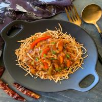 American Chop Suey Recipe - Crispy Noodles Topped With Sweet and Sour Vegetables_image