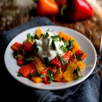 Grilled Peppers with Garlic Yogurt image