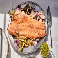 Roasted Salmon with Mint-Caper Pesto image