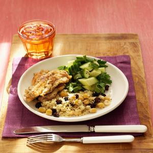 Chicken Tenders with Cucumber Salad and Chickpea Couscous_image