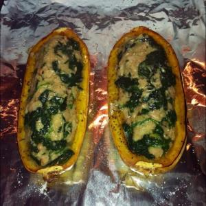 Roasted Delicata Squash Stuffed W/ Beans & Spinach_image