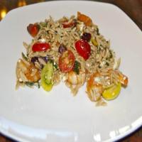 Orzo with Shrimp, Spinach, Tomatoes, Olives and Feta_image