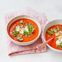Roasted red pepper & tomato soup with ricotta image