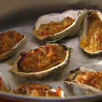 Oysters Casino with Red Bell Peppers, Chili and Bacon image