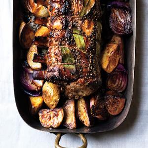 Cider-Brined Pork Roast with Potatoes and Onions_image