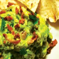 Guacamole with Bacon, Grilled Ramps (or Green Onions) and Roasted Tomatillos image