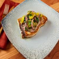 Pan Seared Peppered Swordfish with Red Onion Citrus Salsa image