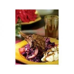 POM-Glazed Pork Chops with Red Cabbage and Mashed Potatoes image