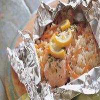 Grilled Salmon and Rice Foil Packs image