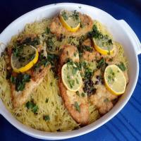 Chicken Francaise Over Spaghetti_image