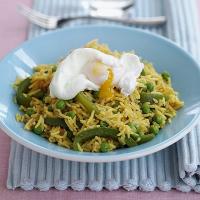 Poached egg with spicy rice image