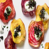 Homemade Root Veggie Chips with Caviar_image