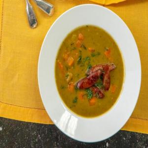 Split Pea Soup with Crispy Kielbasa_image