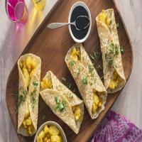 Masala Dosa with Coconut Chutney (South Indian Savory Crepes with filling) image