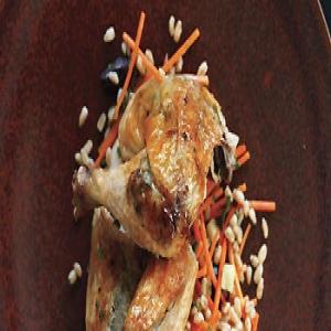 Roasted Cornish Hens with Black-Olive Butter_image