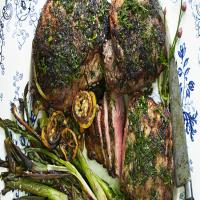 Roasted Leg of Lamb with Asparagus and Herbs image