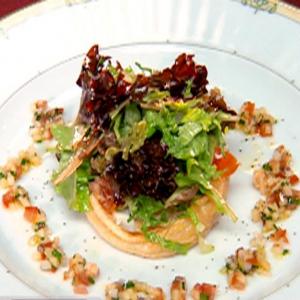 Apple Tart with Tossed Greens, Candied Walnuts and Sherry Vinaigrette image