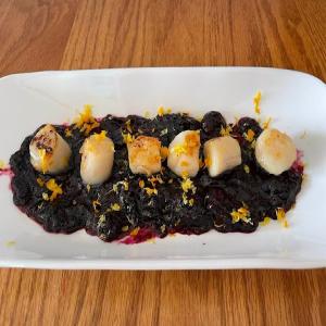 Seared Scallops with Blueberry Compote image
