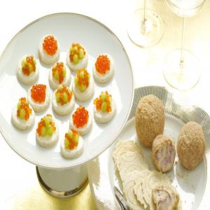 Cucumber and Salmon Roe on Toasts image