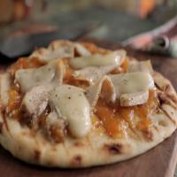 Roasted Chicken, Peach and Brie Pizza image