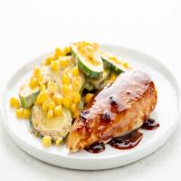 Cherry BBQ Chicken with cheddar creamed corn and zucchini_image
