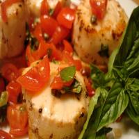 Grilled Scallops Topped With Bruschetta on Toast image